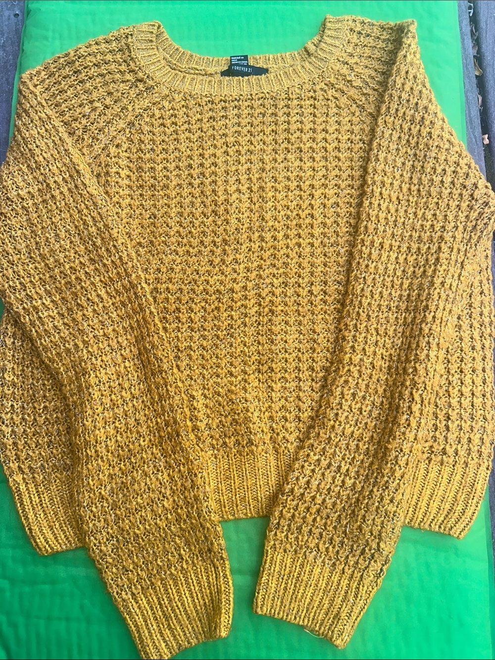 Forever 21 Mustard Yellow Chunky Crewneck Sweater